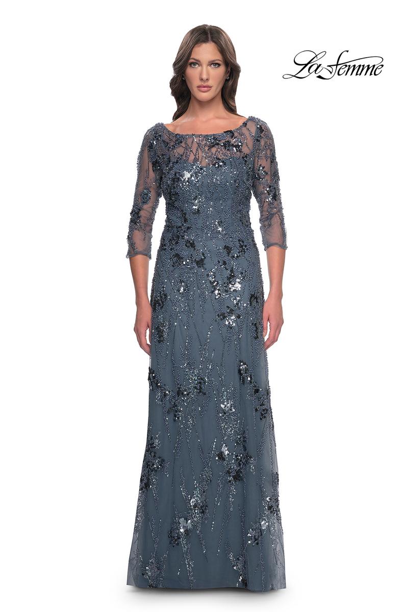 La Femme Evening Dress 31458 - Slate Gray