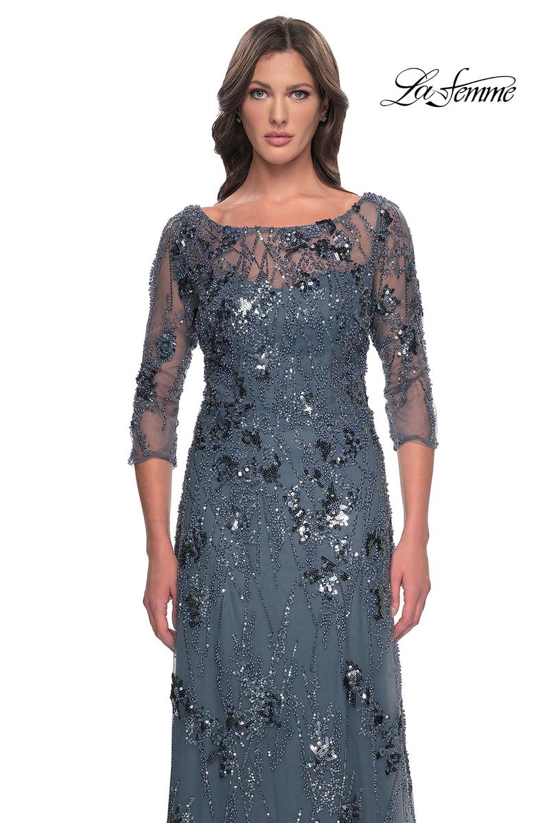 La Femme Evening Dress 31458 - Slate Gray