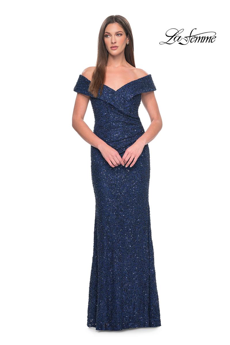La Femme Evening Dress 31679 - Navy