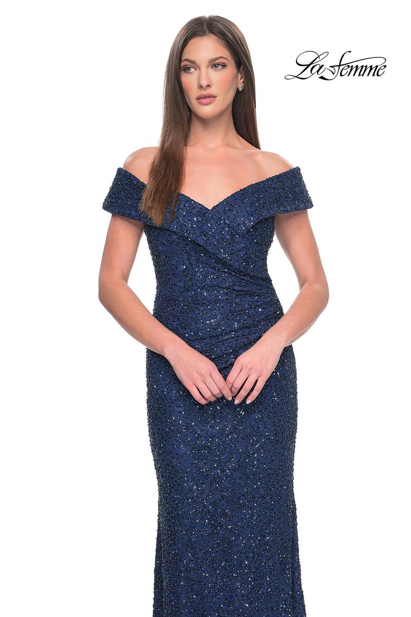 La Femme Evening Dress 31679 - Navy