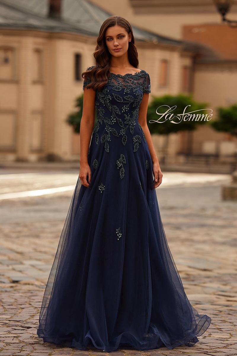 La Femme Evening Dress 31692 - Navy