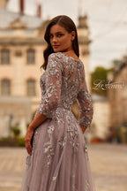 La Femme Evening Dress 31717 - Silver/Mauve