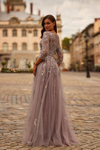 La Femme Evening Dress 31717 - Silver/Mauve
