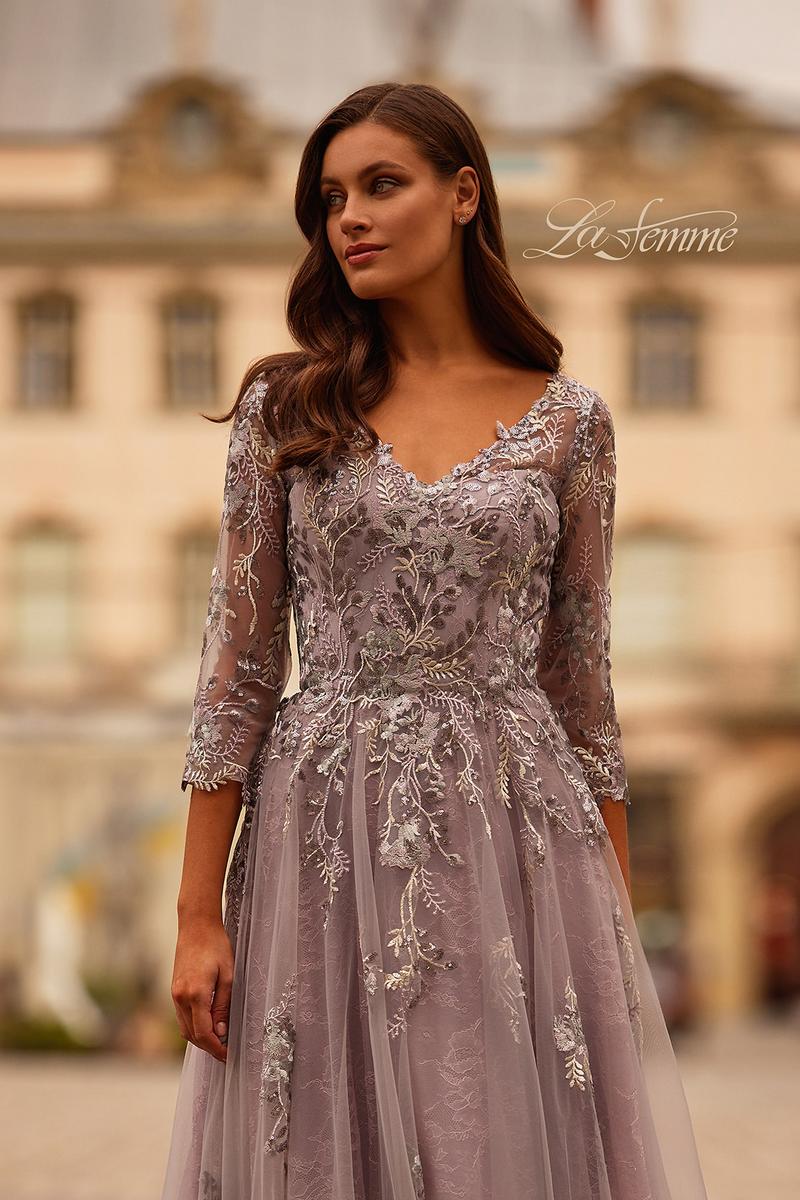 La Femme Evening Dress 31717 - Silver/Mauve