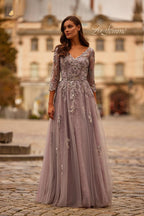 La Femme Evening Dress 31717 - Silver/Mauve