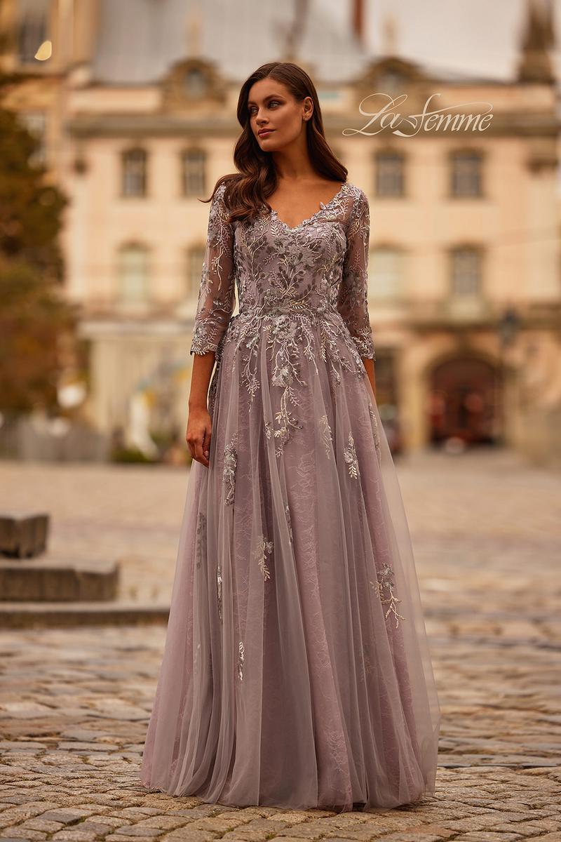 La Femme Evening Dress 31717 - Silver/Mauve