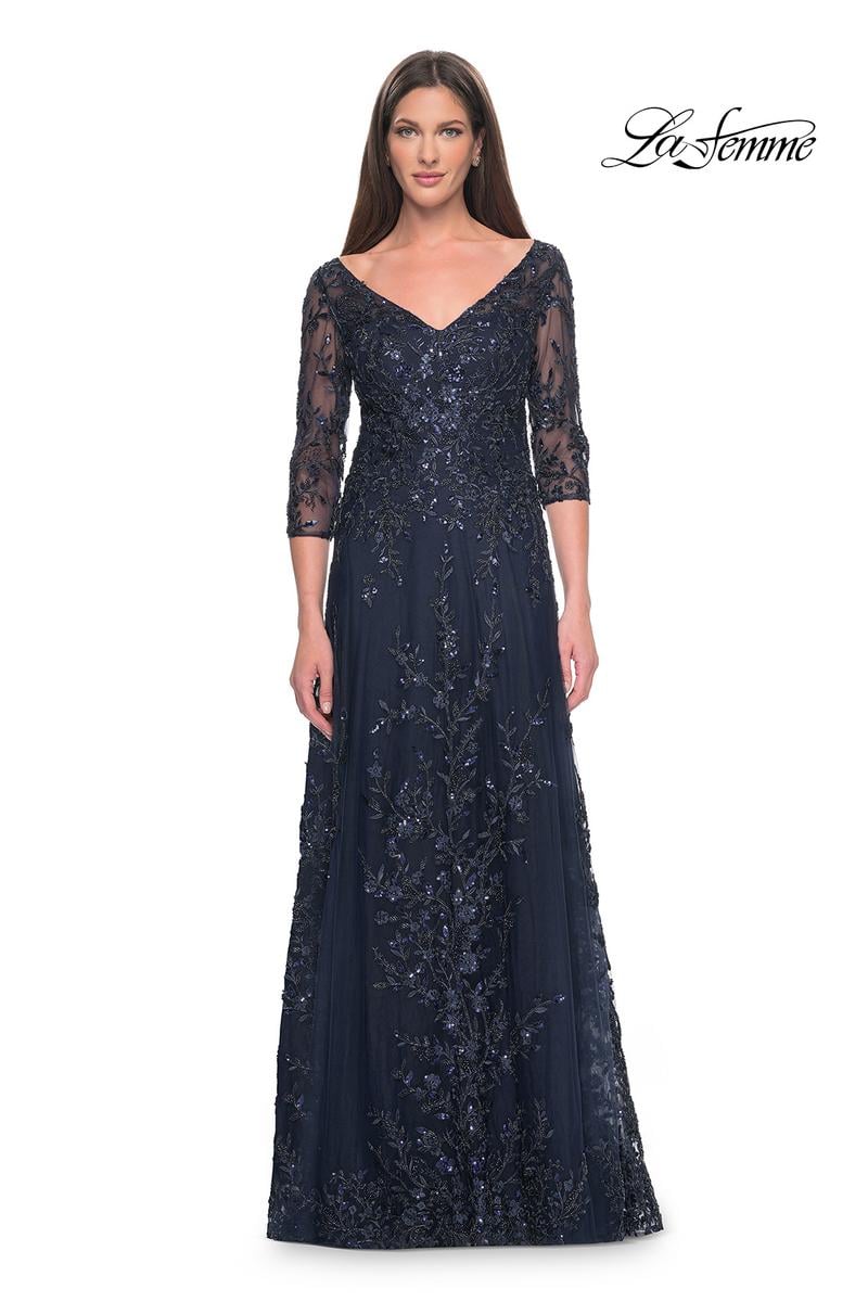 La Femme Evening Dress 31719 - Navy