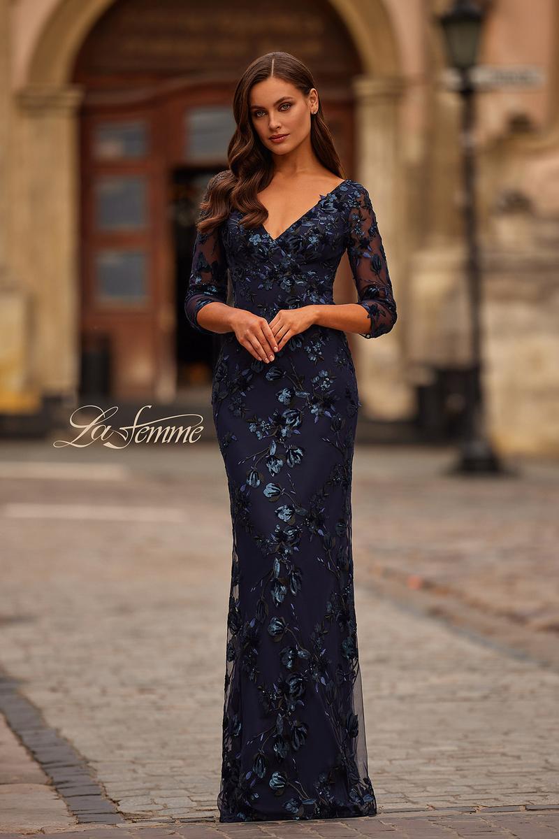 La Femme Evening Dress 31836 - Navy