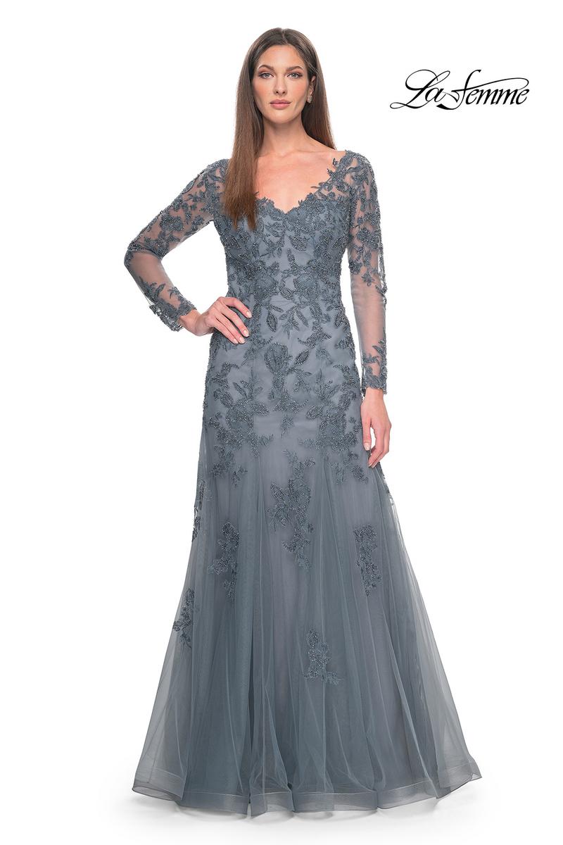 La Femme Evening Dress 31887 - Slate