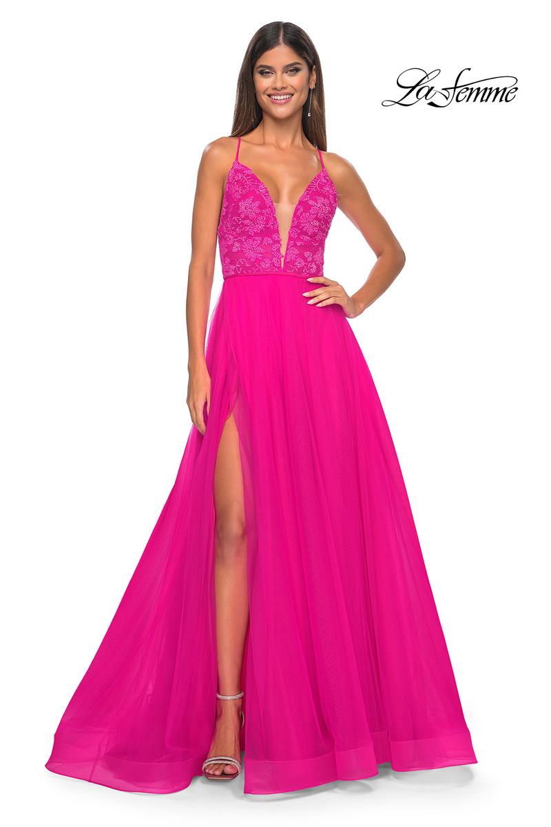 La Femme Dress 32059 - HOT FUCHSIA