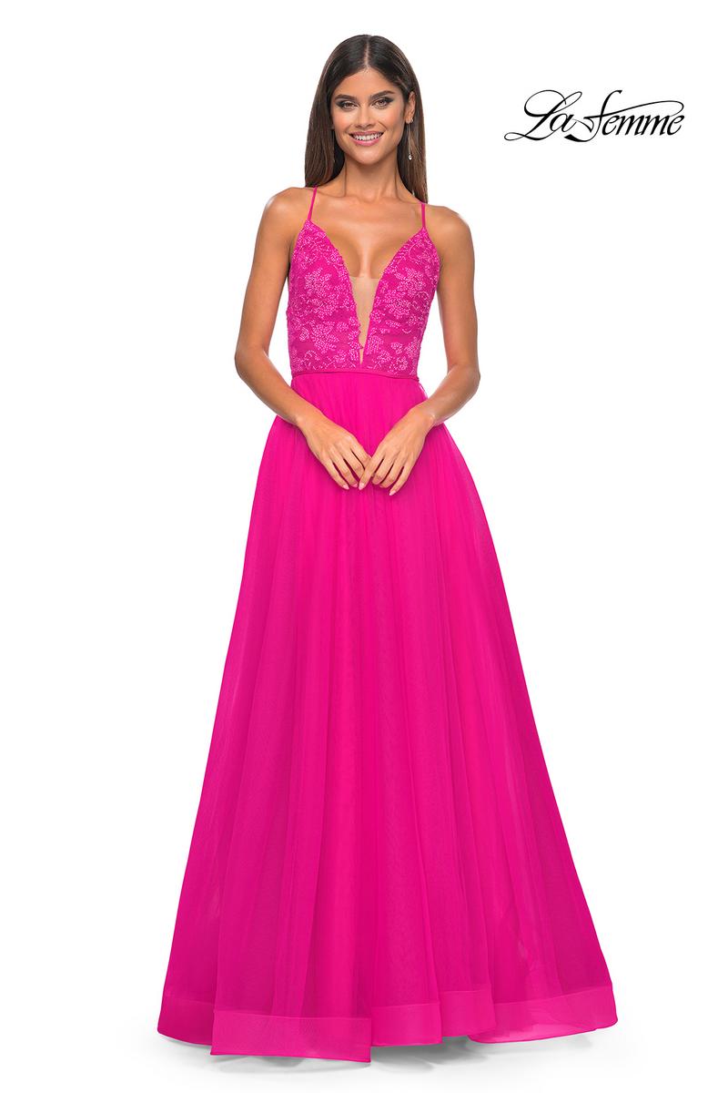 La Femme Dress 32059 - HOT FUCHSIA
