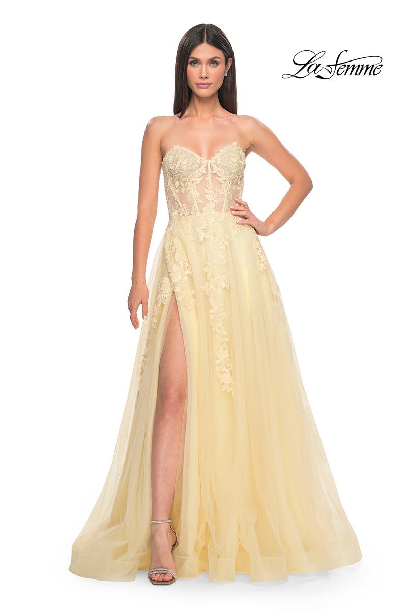 La Femme Dress 32082 - PALE YELLOW