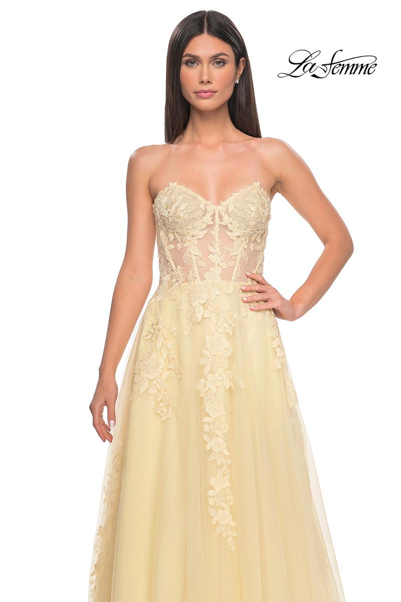 La Femme Dress 32082 - PALE YELLOW