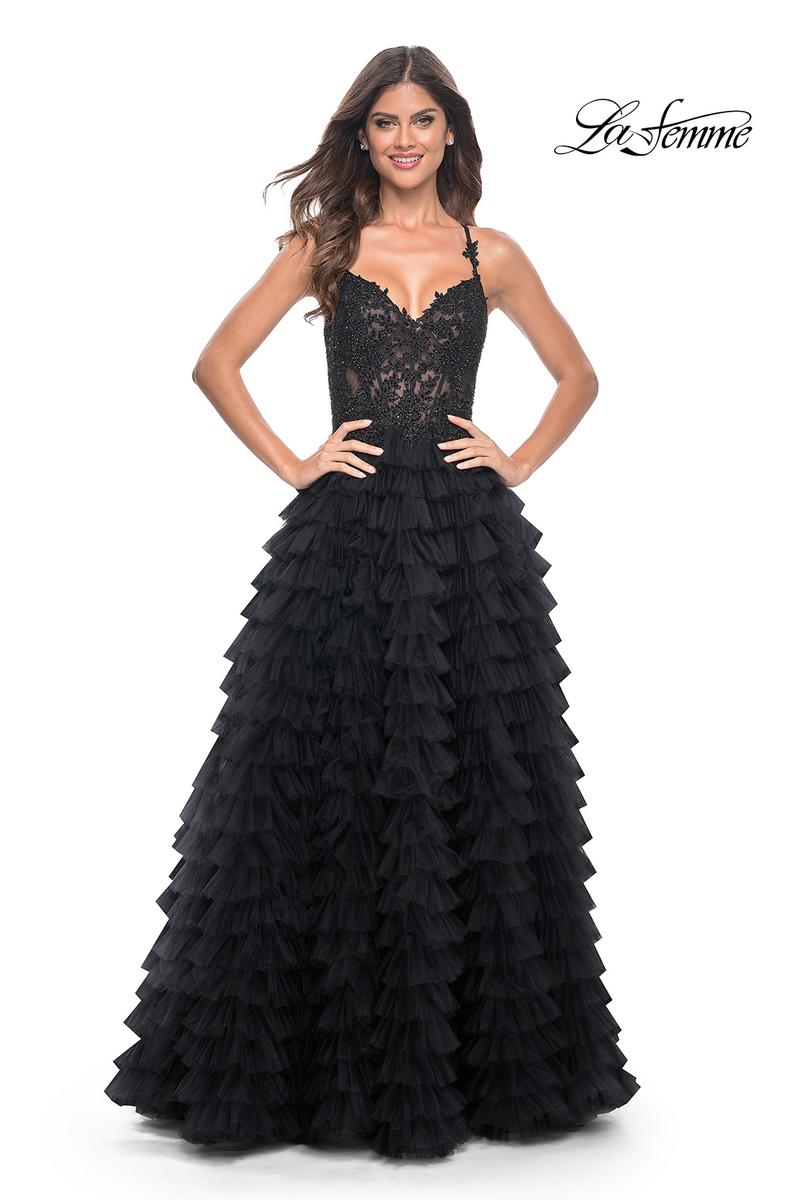 La Femme Dress 32128 - BLACK