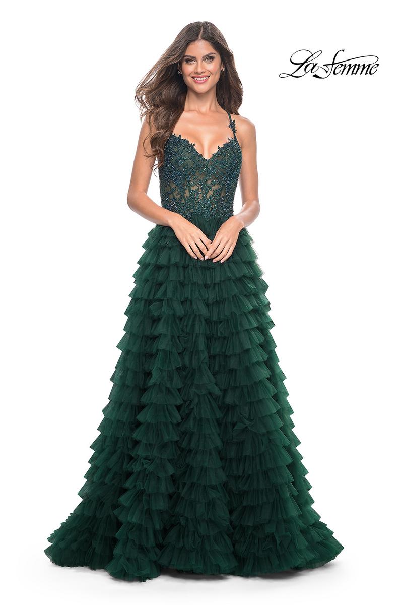 La Femme Dress 32128 - DARK EMERALD