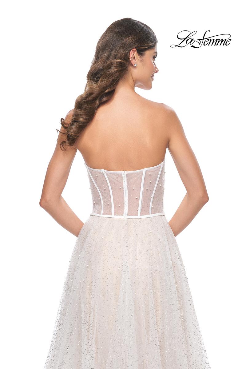 La Femme Dress 32149 - WHITE/NUDE