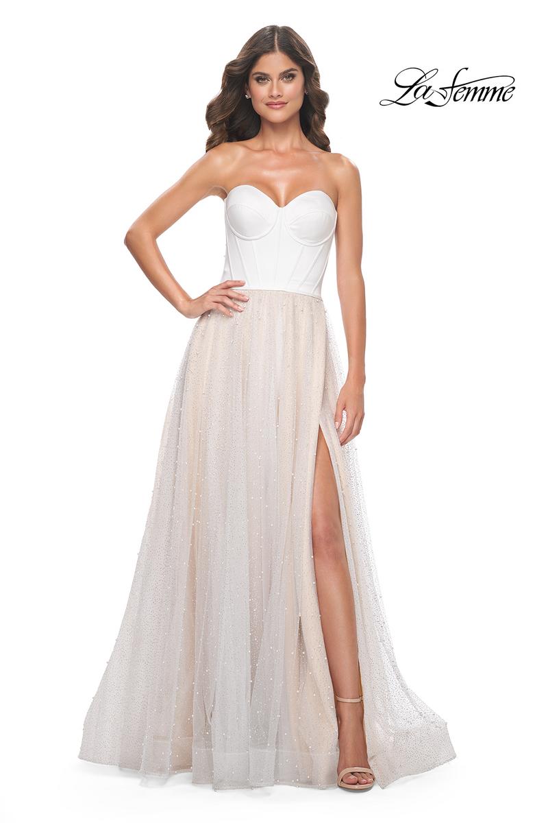 La Femme Dress 32149 - WHITE/NUDE
