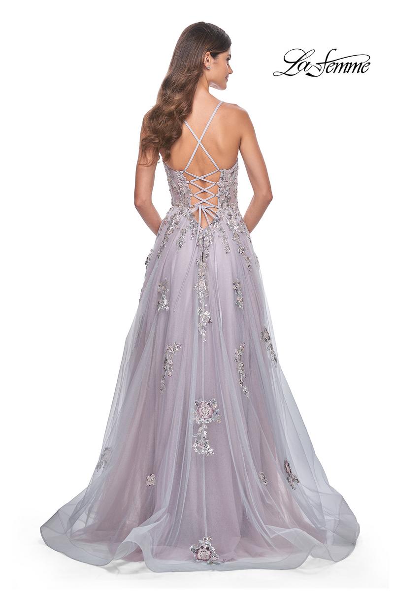 La Femme Dress 32200 - LAVENDER/GRAY