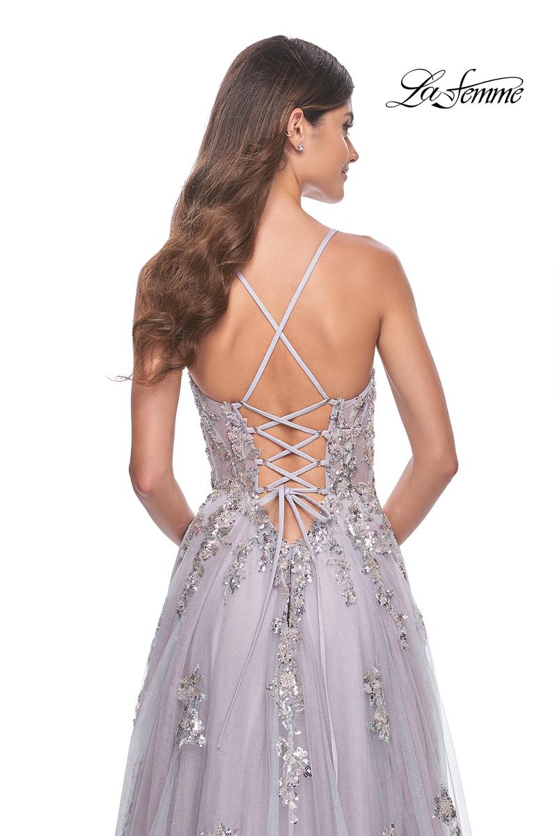 La Femme Dress 32200 - LAVENDER/GRAY