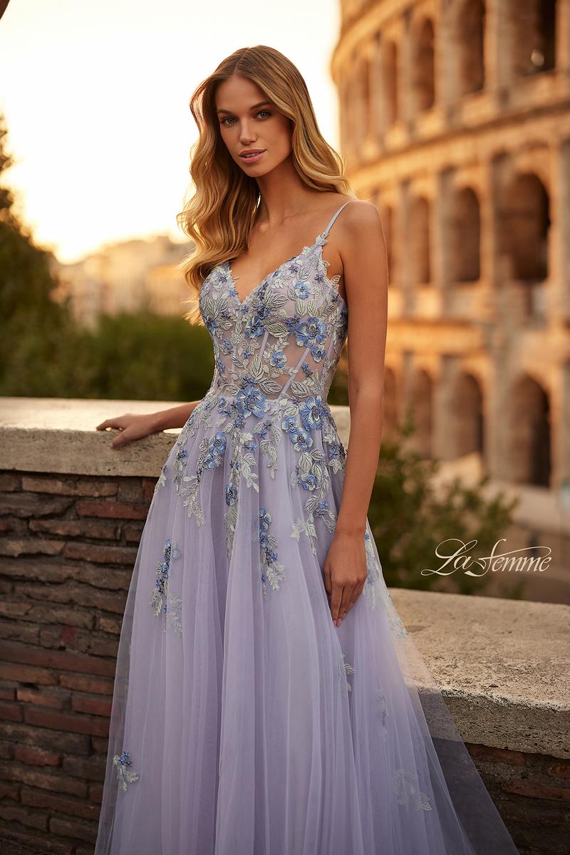 La Femme Dress 32288 - LAVENDER GRAY