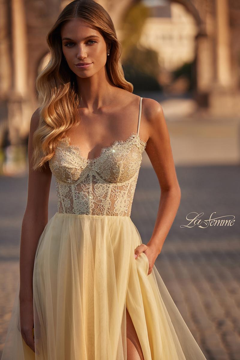 La Femme Dress 32306 - PALE YELLOW
