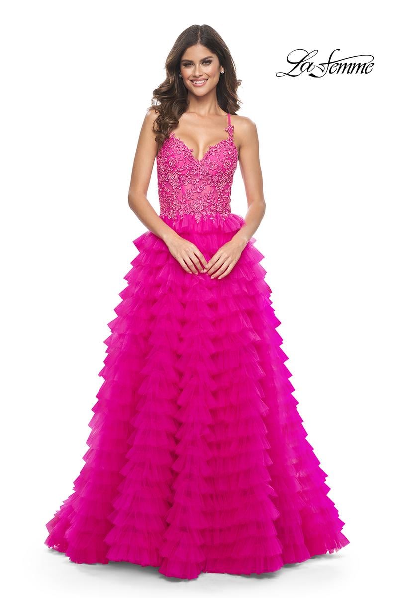 La Femme Dress 32334 - HOT FUCHSIA