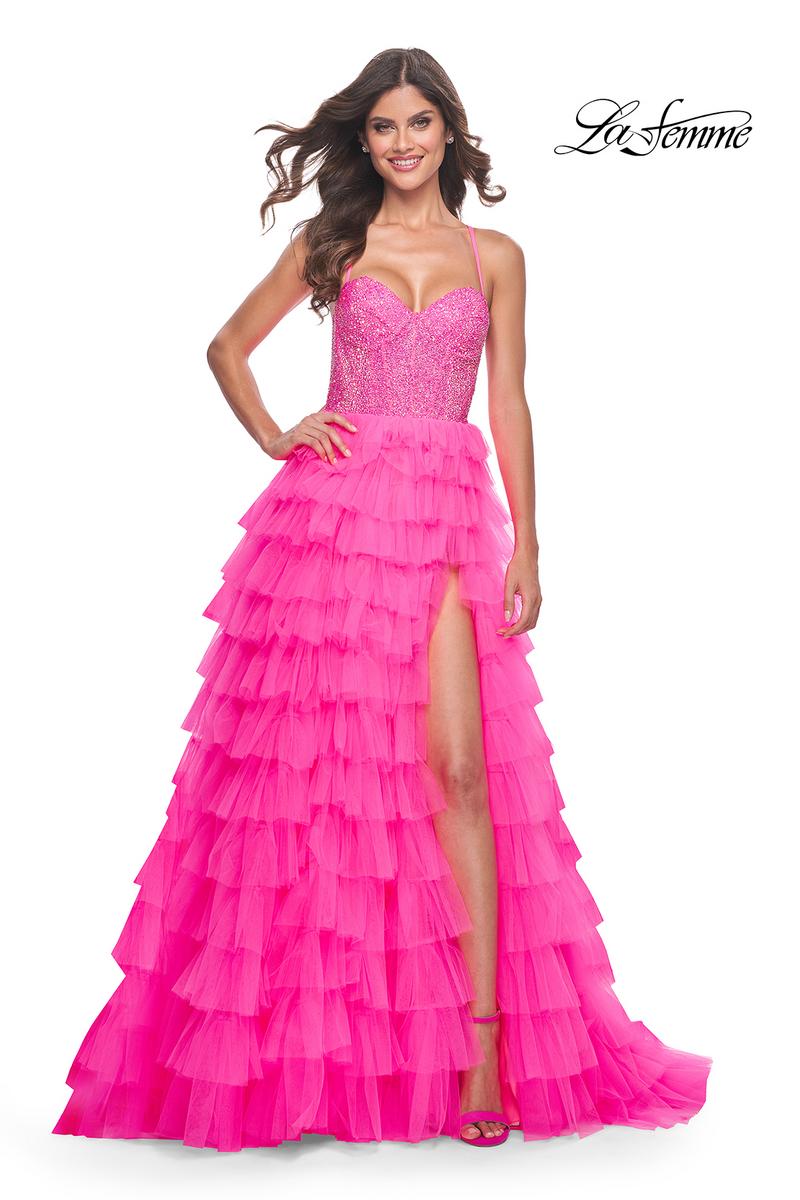 La Femme Dress 32335 - NEON PINK