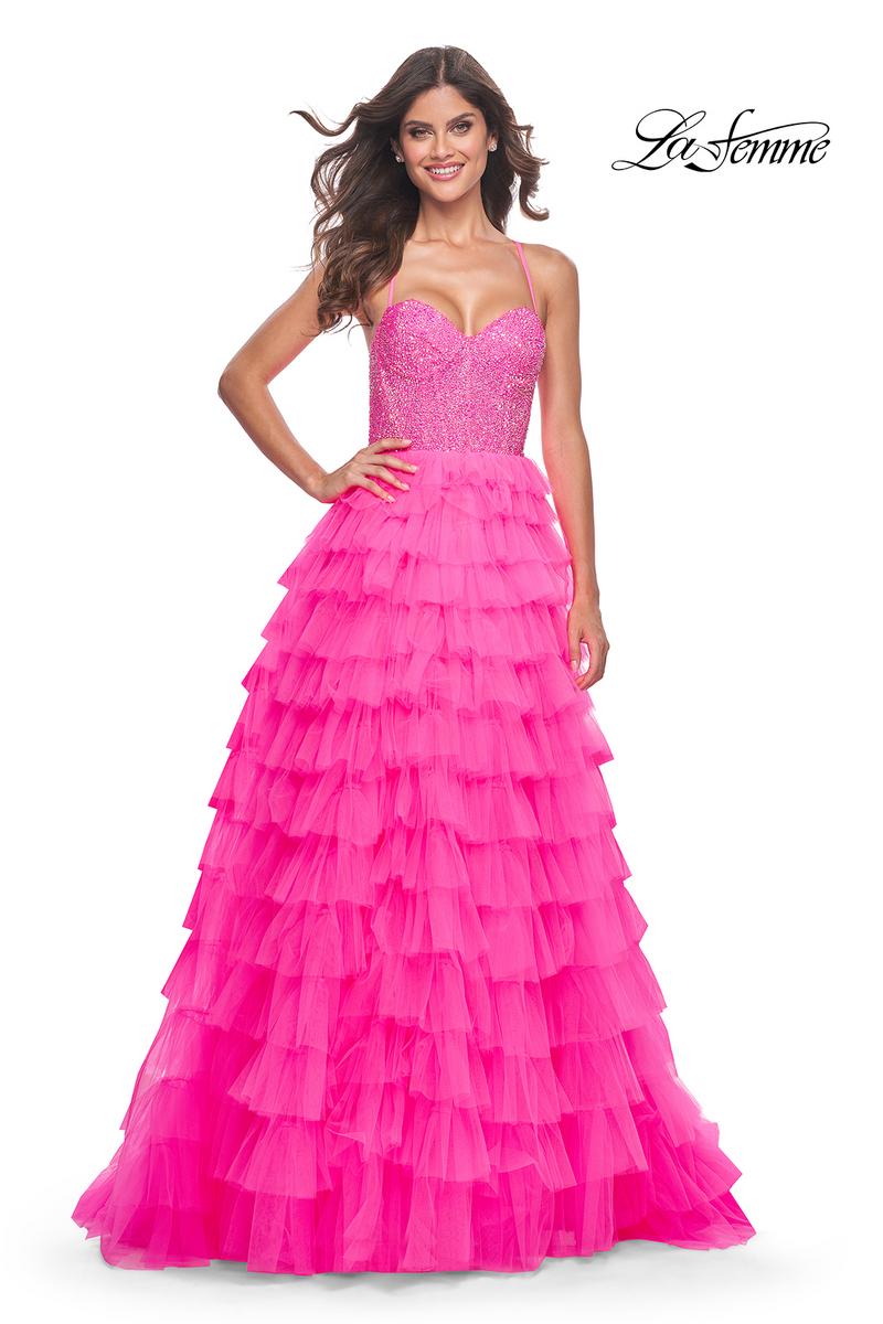 La Femme Dress 32335 - NEON PINK