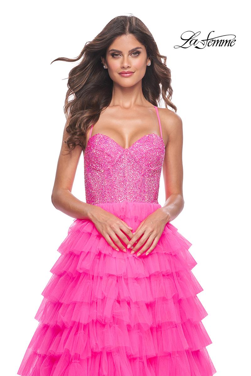 La Femme Dress 32335 - NEON PINK