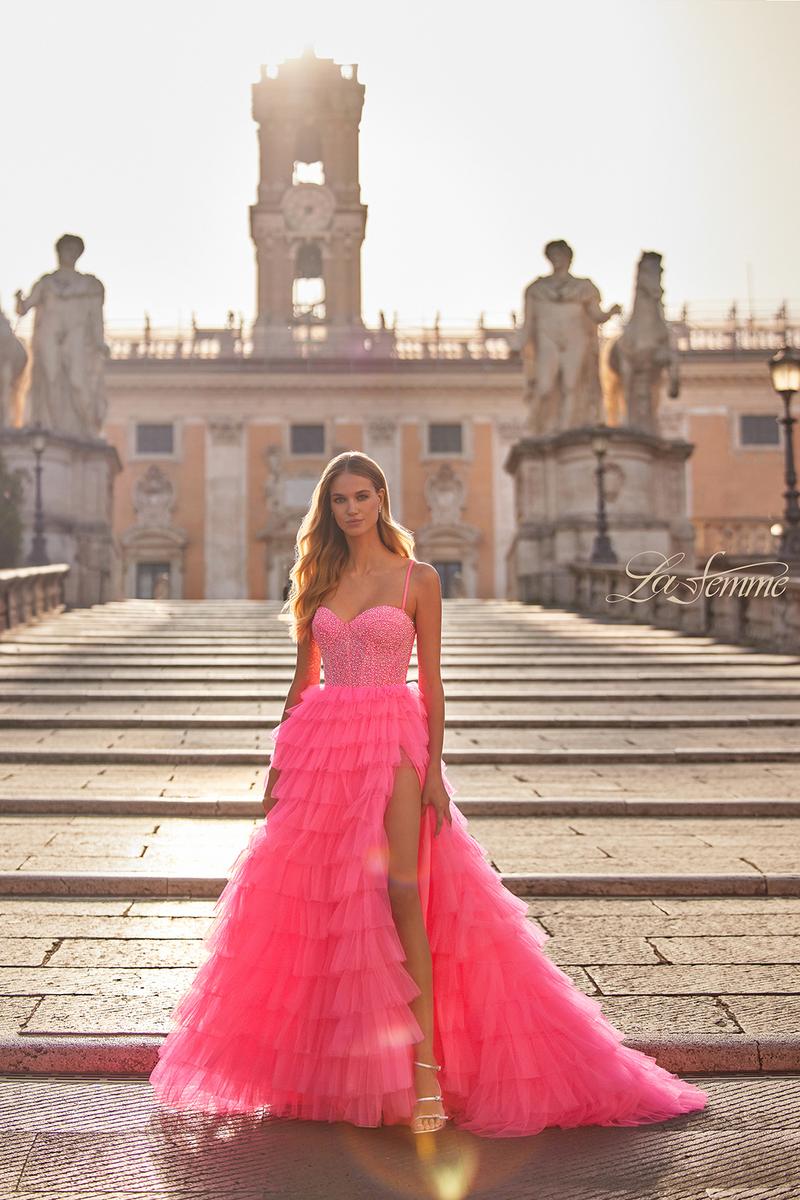 La Femme Dress 32335 - NEON PINK