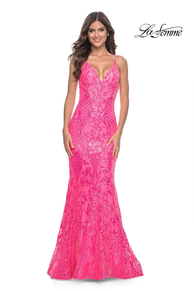 La Femme Dress 32337 - NEON PINK
