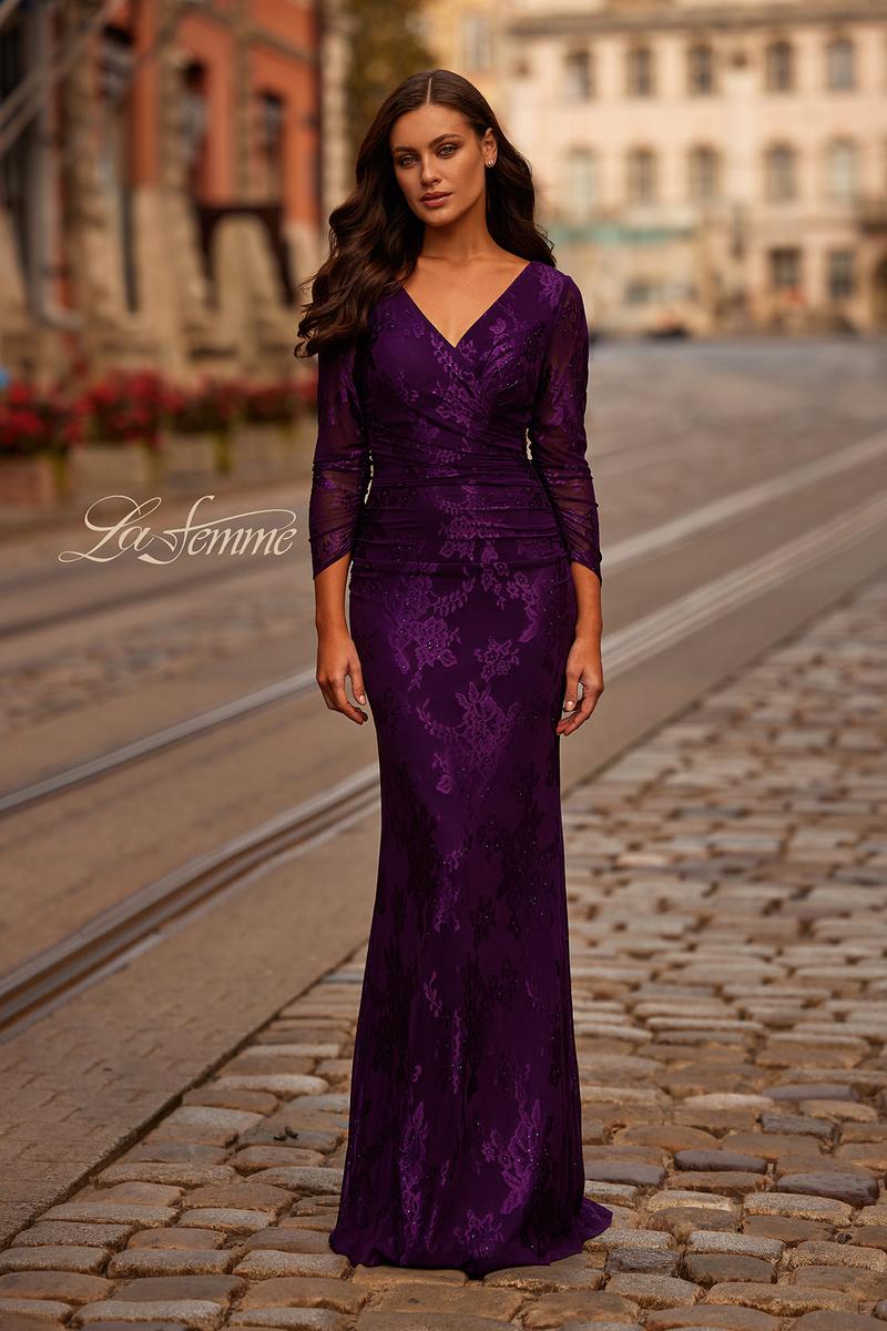 La Femme Evening Dress 32491 - Eggplant