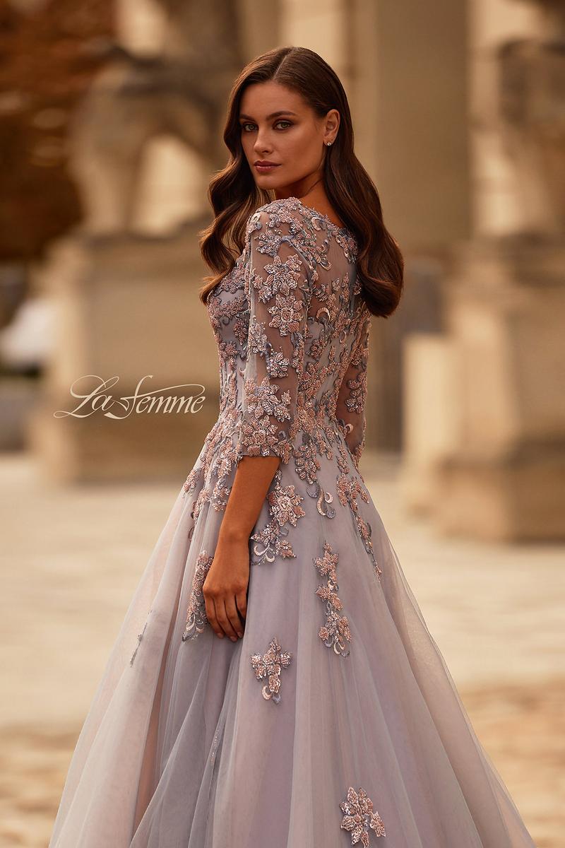 La Femme Evening Dress 32605 - Pink/Silver