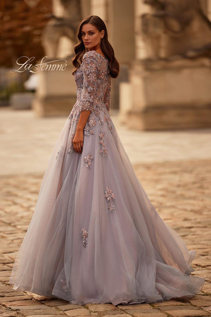 La Femme Evening Dress 32605 - Pink/Silver