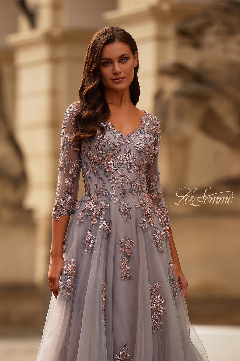 La Femme Evening Dress 32605 - Pink/Silver