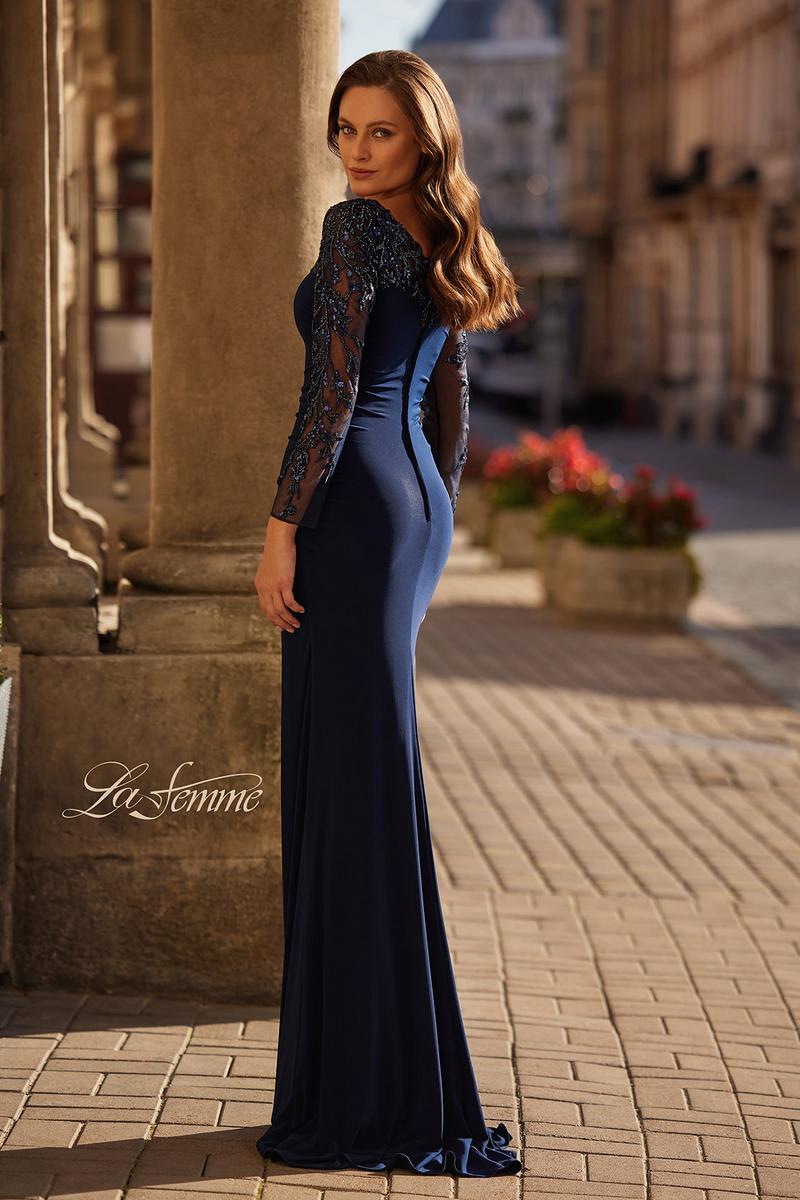 La Femme Evening Dress 32609 - Navy