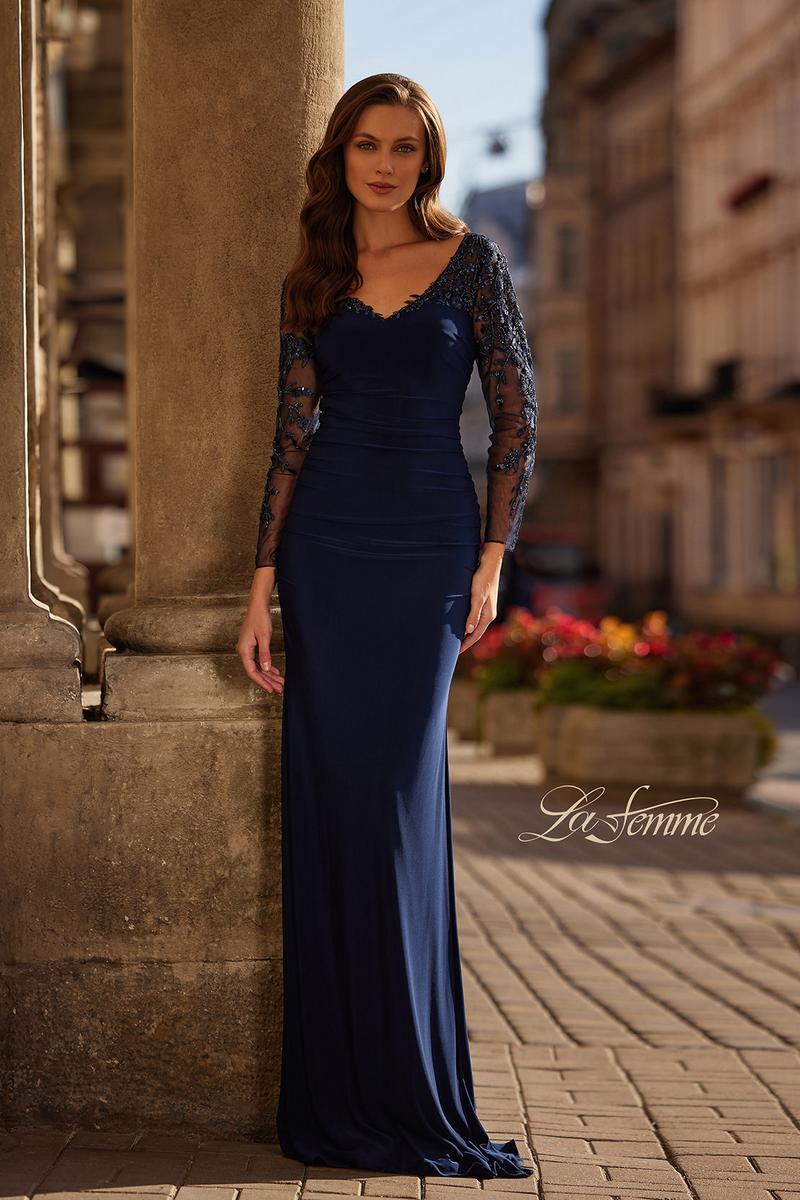 La Femme Evening Dress 32609 - Navy