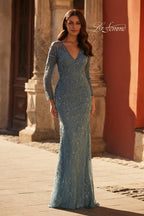 La Femme Evening Dress 32611 - Slate Blue