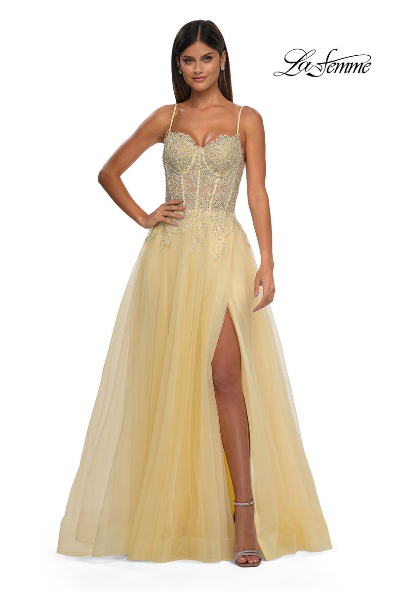 La Femme Dress 32646 - Pale Yellow