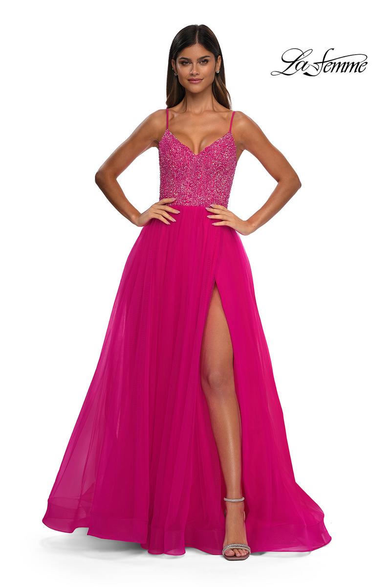 La Femme Dress 32668 - Hot Fuchsia