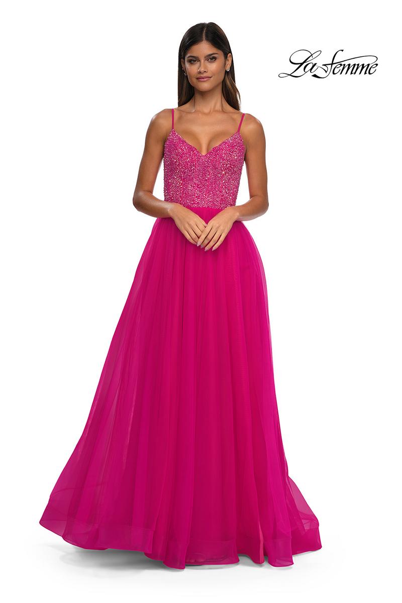 La Femme Dress 32668 - Hot Fuchsia