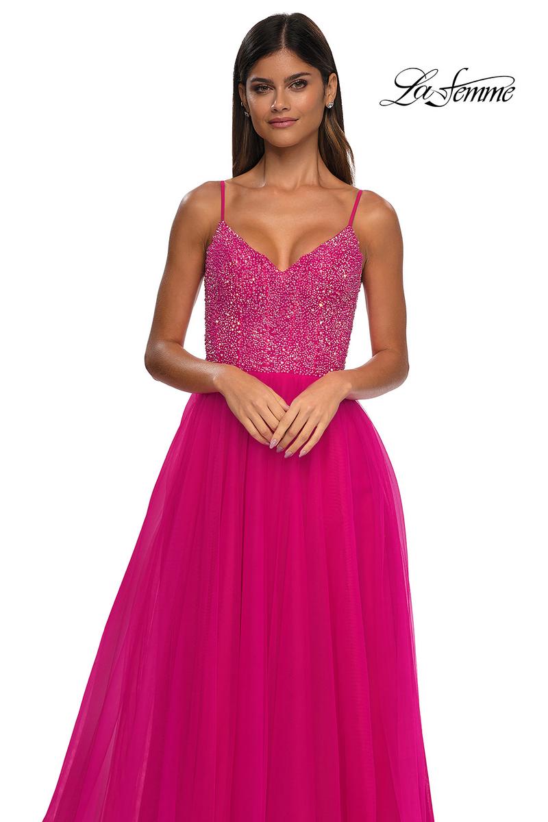 La Femme Dress 32668 - Hot Fuchsia