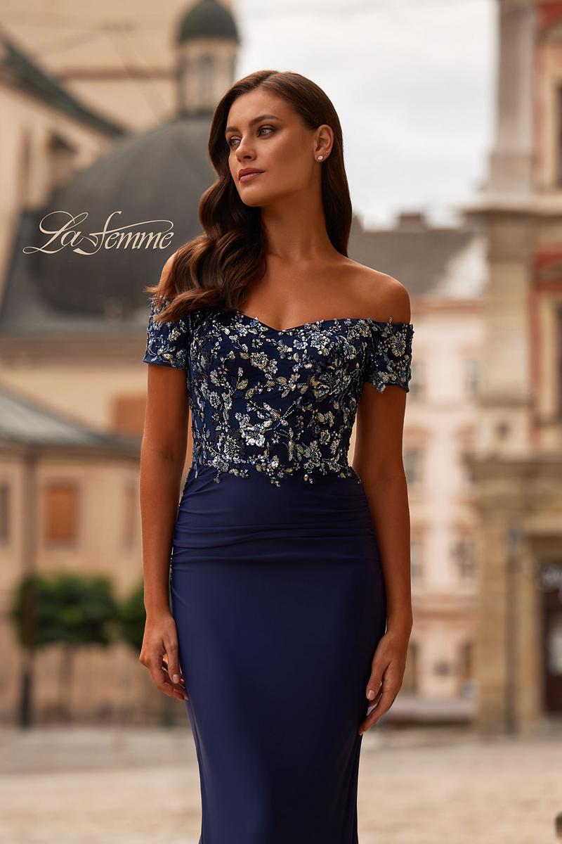 La Femme Evening Dress 32739 - Navy