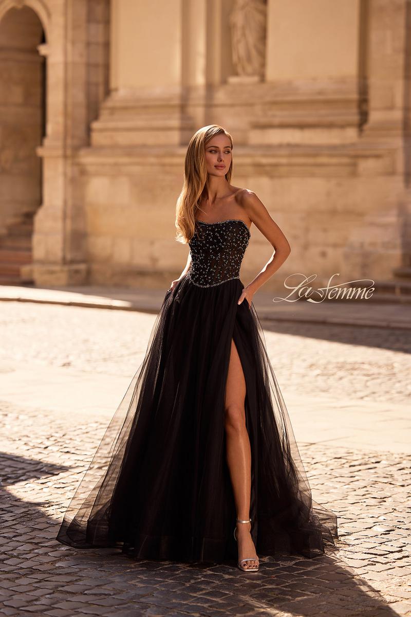 La Femme Dress 32856 - Black