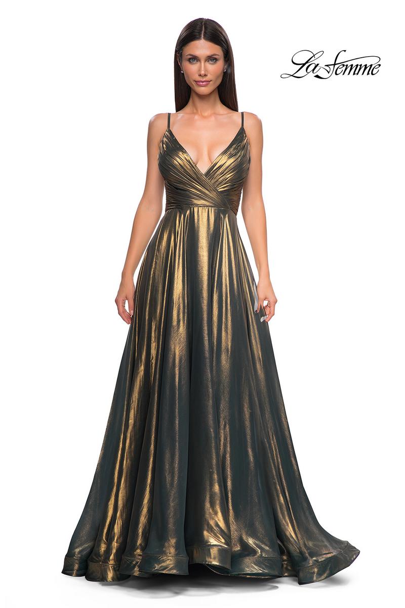 La Femme Dress 32864 - Emerald Gold