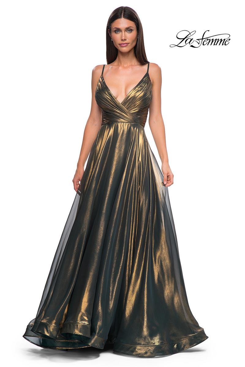 La Femme Dress 32864 - Emerald Gold