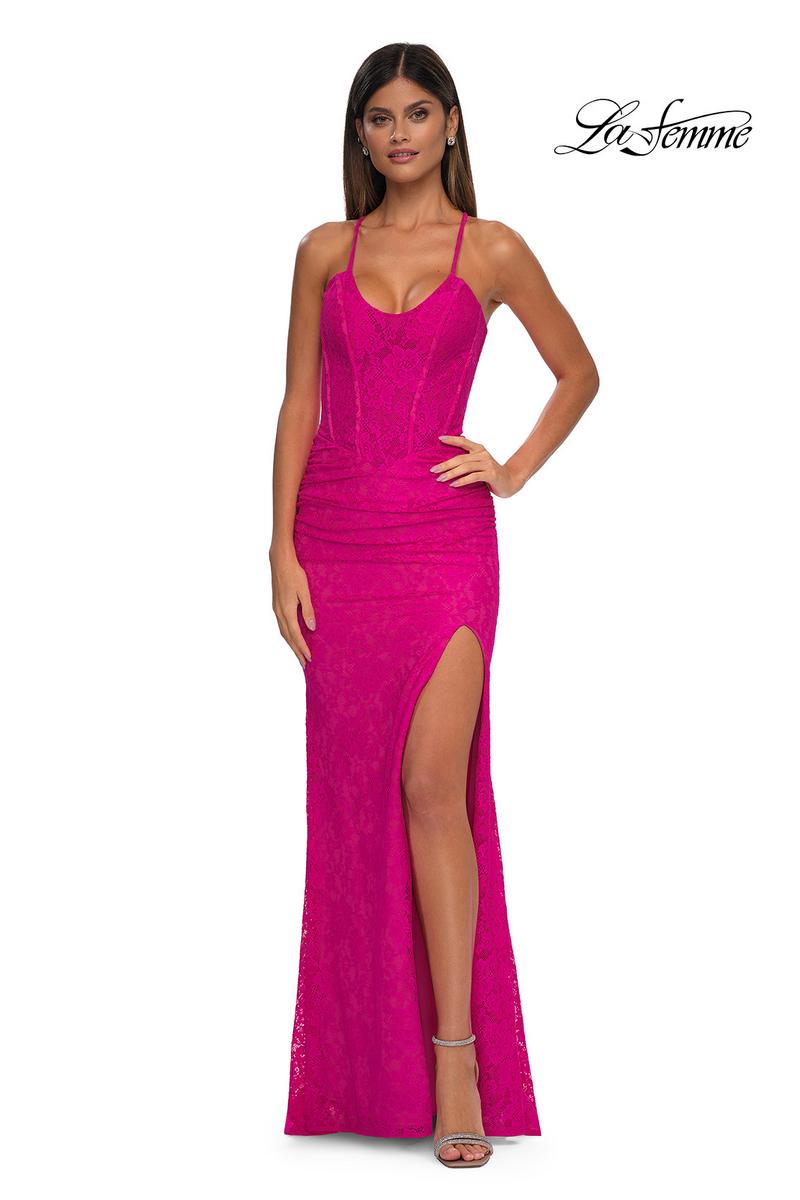 La Femme Dress 33036 - Hot Fuchsia