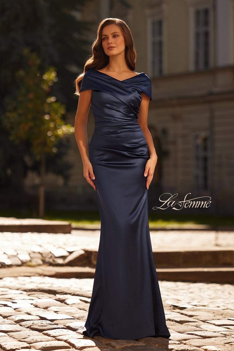 La Femme Evening Dress 33128 - Navy