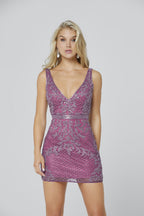 Primavera Couture Short Dress 3312 - Raspberry