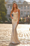 La Femme Dress 33609 - Ivory/Silver